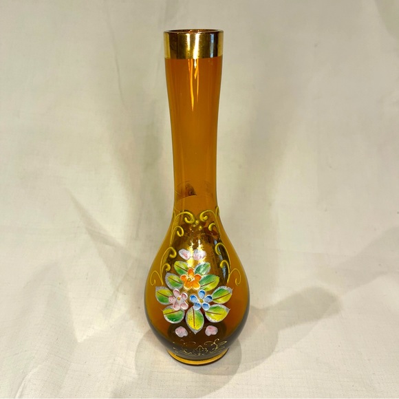 Norleans Accents Amber Norleans Japan Hand Painted Floral Gold Trim Vase 8 2 Bud Vase Poshmark